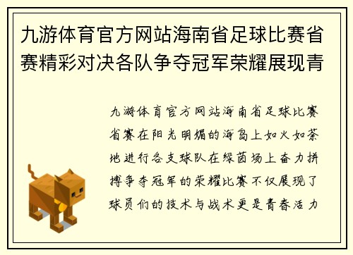 九游体育官方网站海南省足球比赛省赛精彩对决各队争夺冠军荣耀展现青春风采